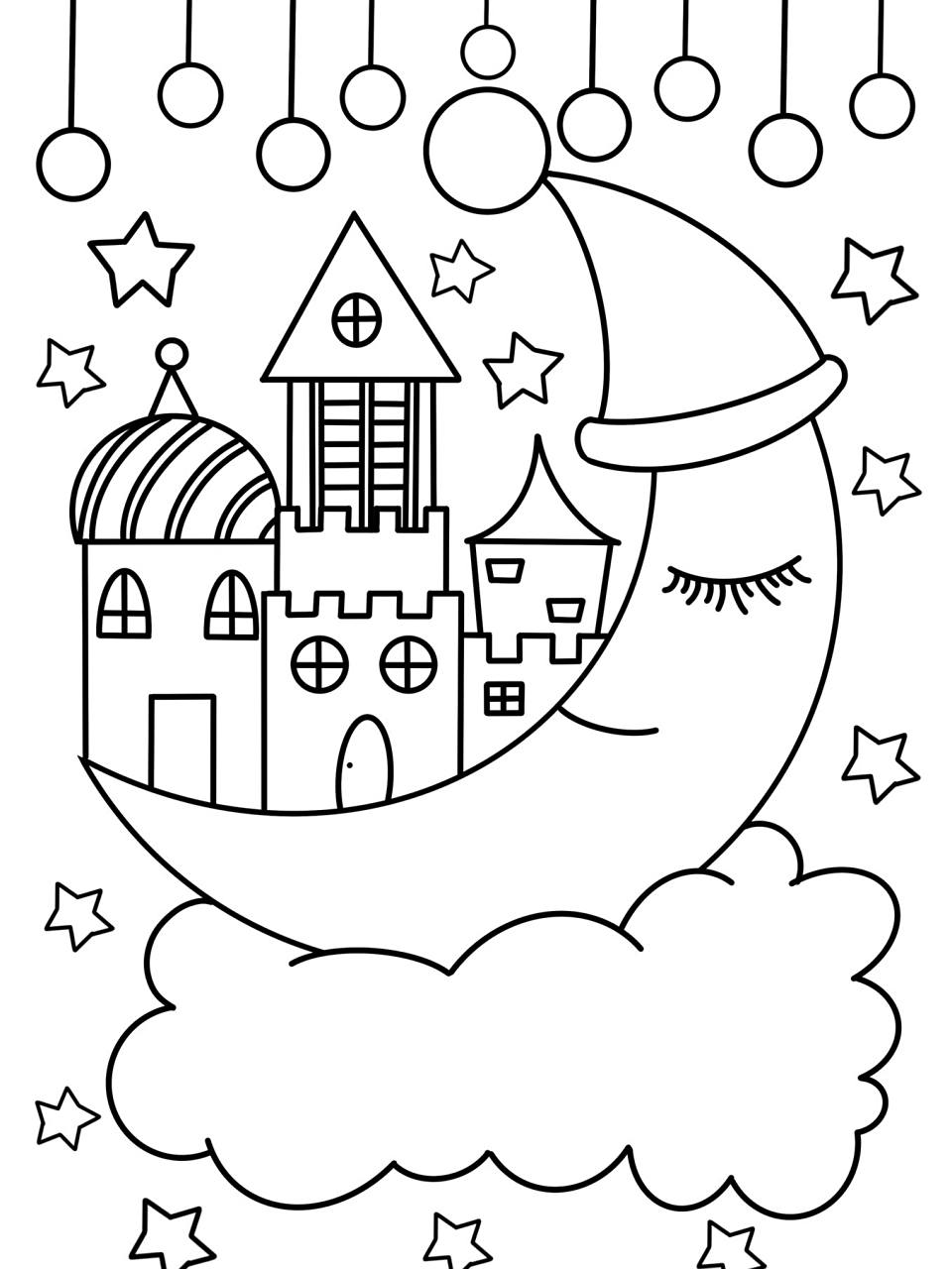 月亮上的房子 月亮屋 月亮房子 创意儿童画 #创意美术儿童画# #儿童简