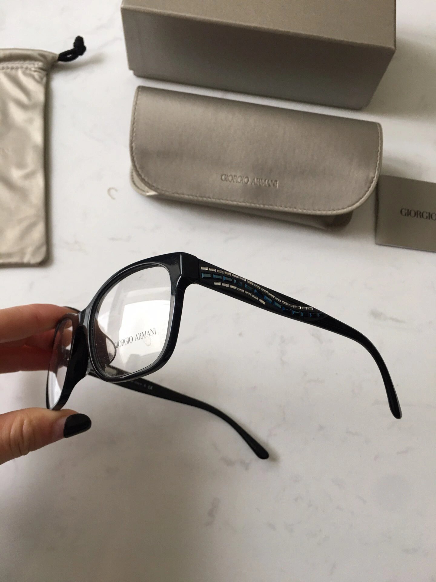 品牌高品质阿玛尼女款眼镜架亮黑框百搭眼镜 品牌高品质阿玛尼女款