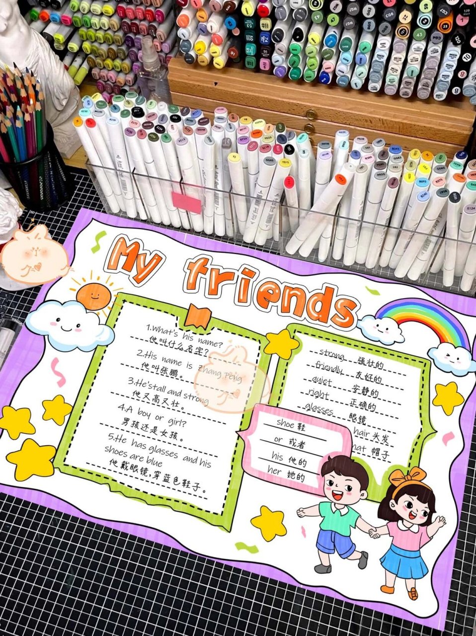 3手抄报-人教版97 模板编号71078 英语四年级上册三单元my