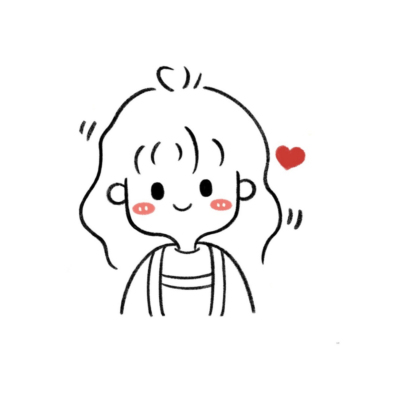 手残党学简笔画附教程7315可爱女生头像 之前用纸和笔画这个女生