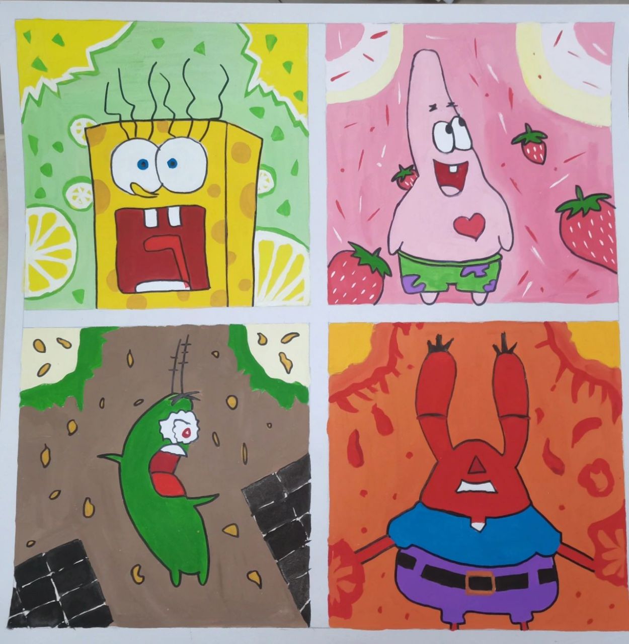 97派大星改了好几个版本,最后选了这个图案 97终于到色彩构成的