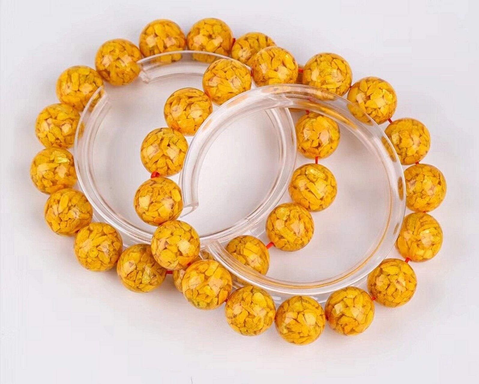 水晶雄黄手串 水晶雄黄原矿手串,8-12m高级琥珀胶原矿 雄黄 水晶10m