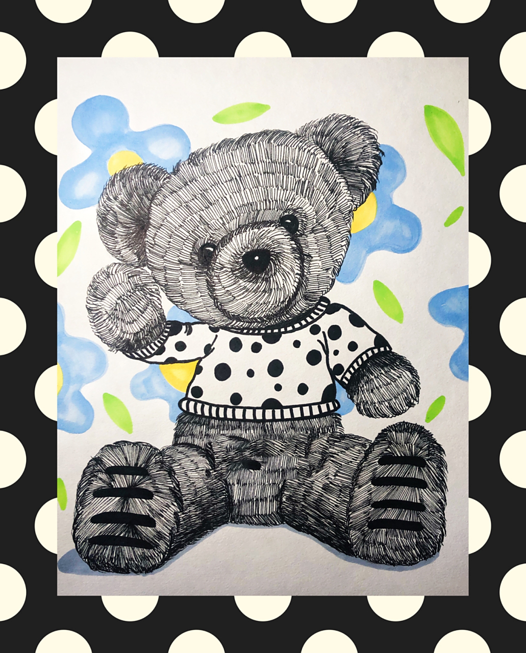 儿童线描画——毛绒熊93 适合一年级以上孩子绘画 参考毛绒熊图片