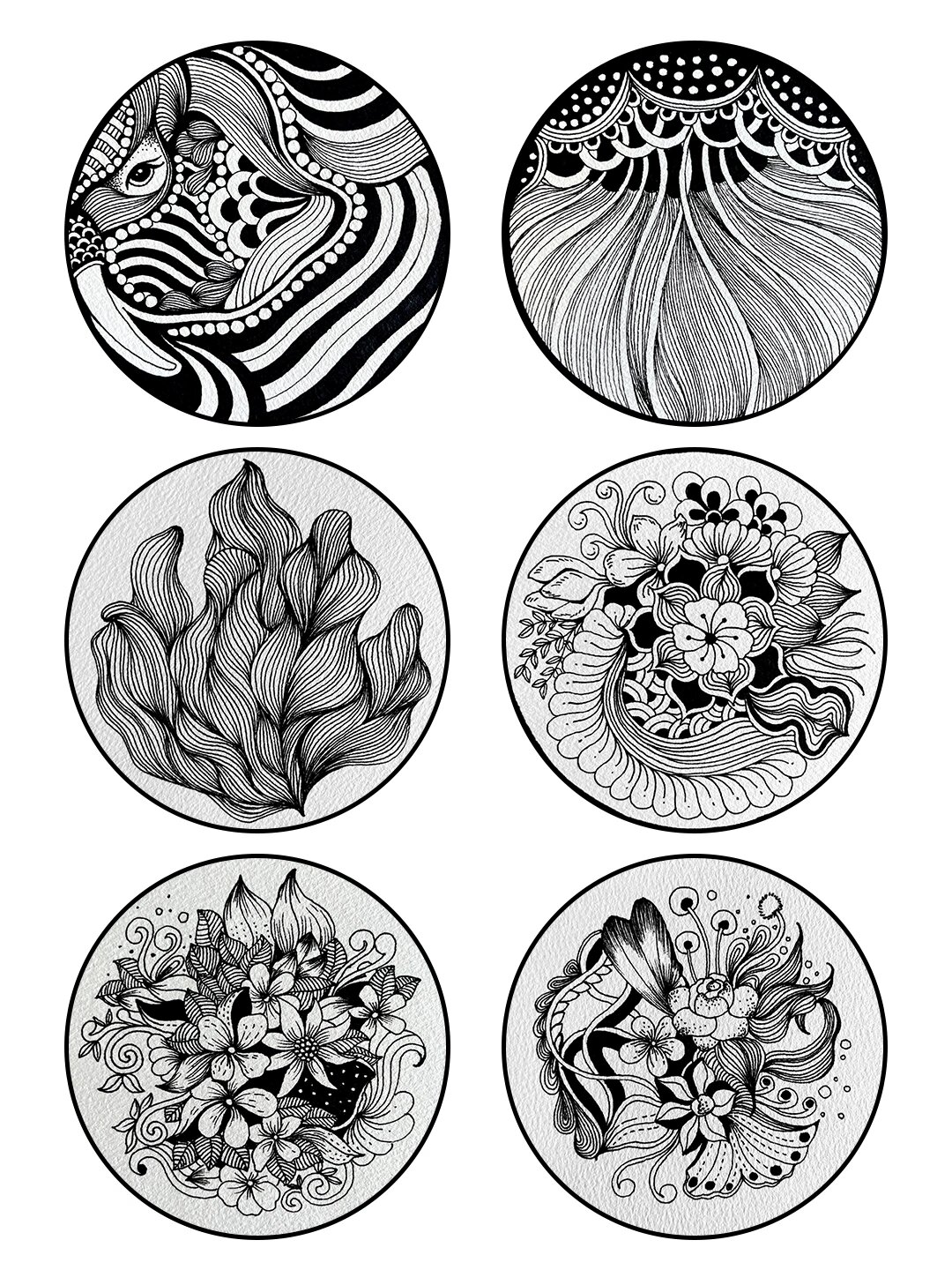 分享这段时间手绘的禅绕画作品,最后一张图是这段时间手绘的稿件,喜欢