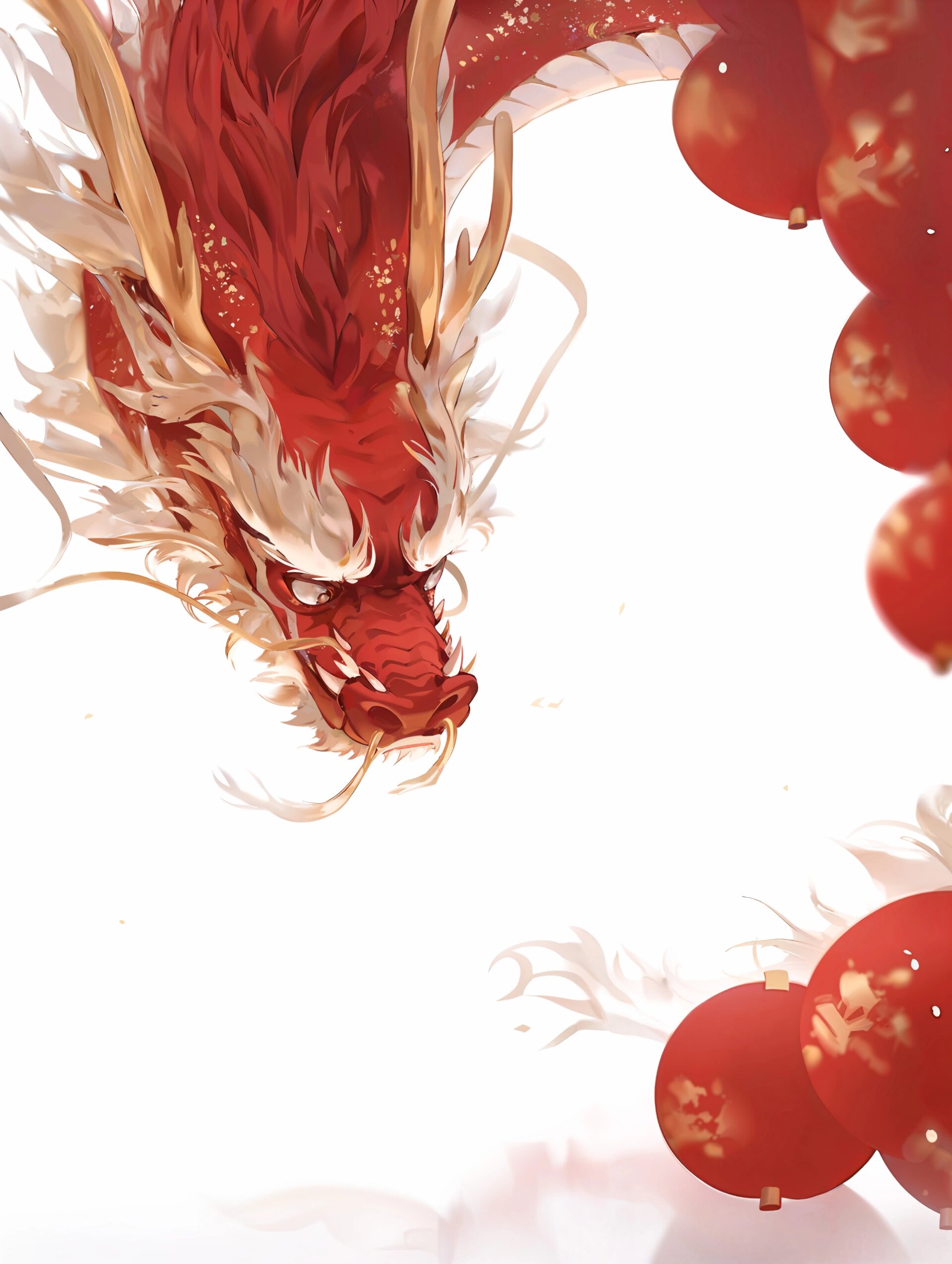 国潮红色中国龙写真素材 psd分层