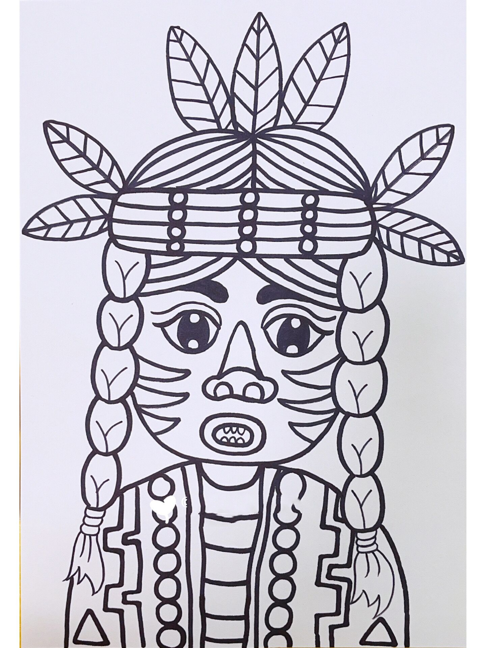 创意儿童画|印第安人(含线稿)