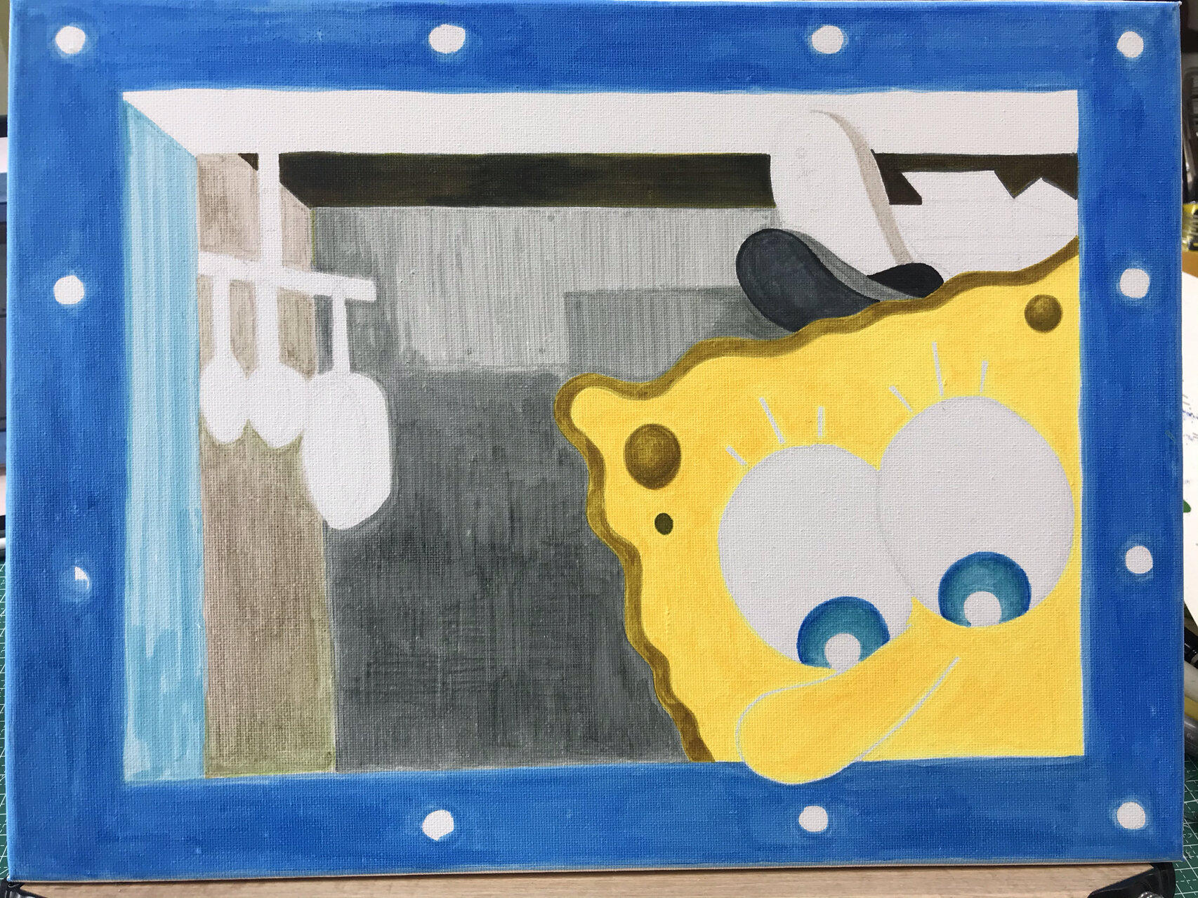 马克笔 油画框 海绵宝宝的窗户装饰画