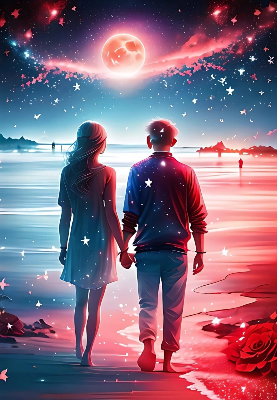 七夕情侣(手拉手)壁纸 欢迎取图