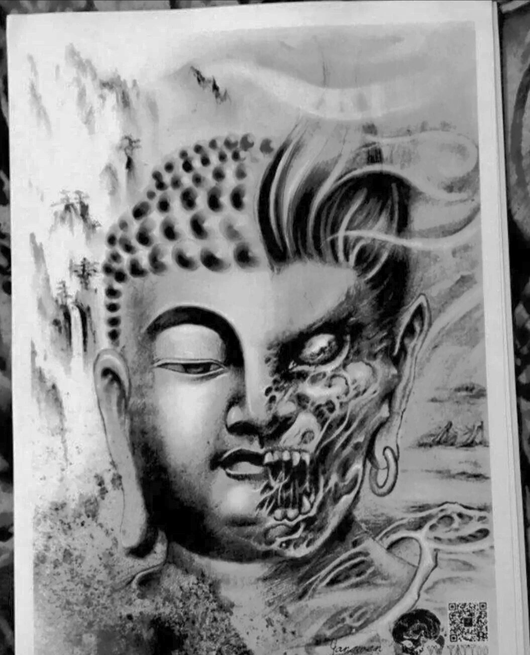 善恶纹身手稿 一念之间纹身图案.@笑笑潮流说的动态