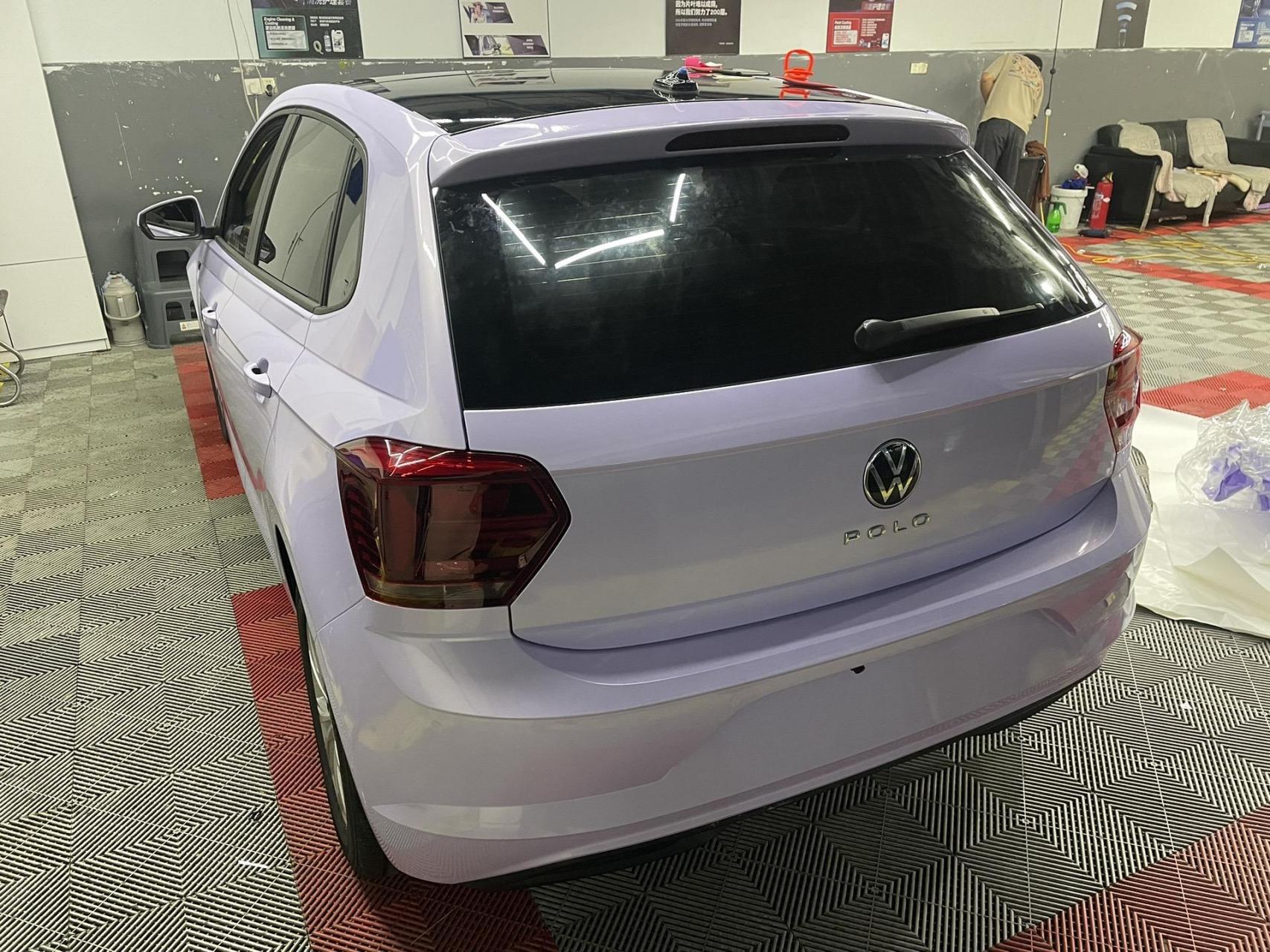 大众polo全车改色星黛紫施工完成73