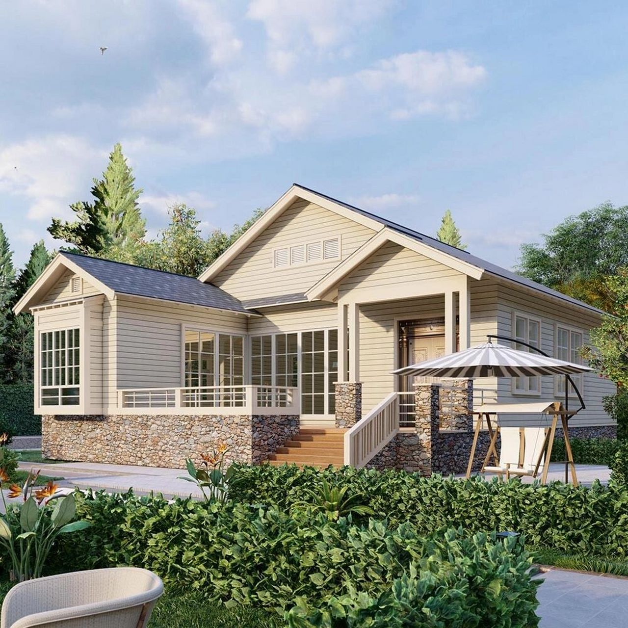 推荐3款适合农村自建的一层小别墅 前阵子回到农村老家,发现我们的