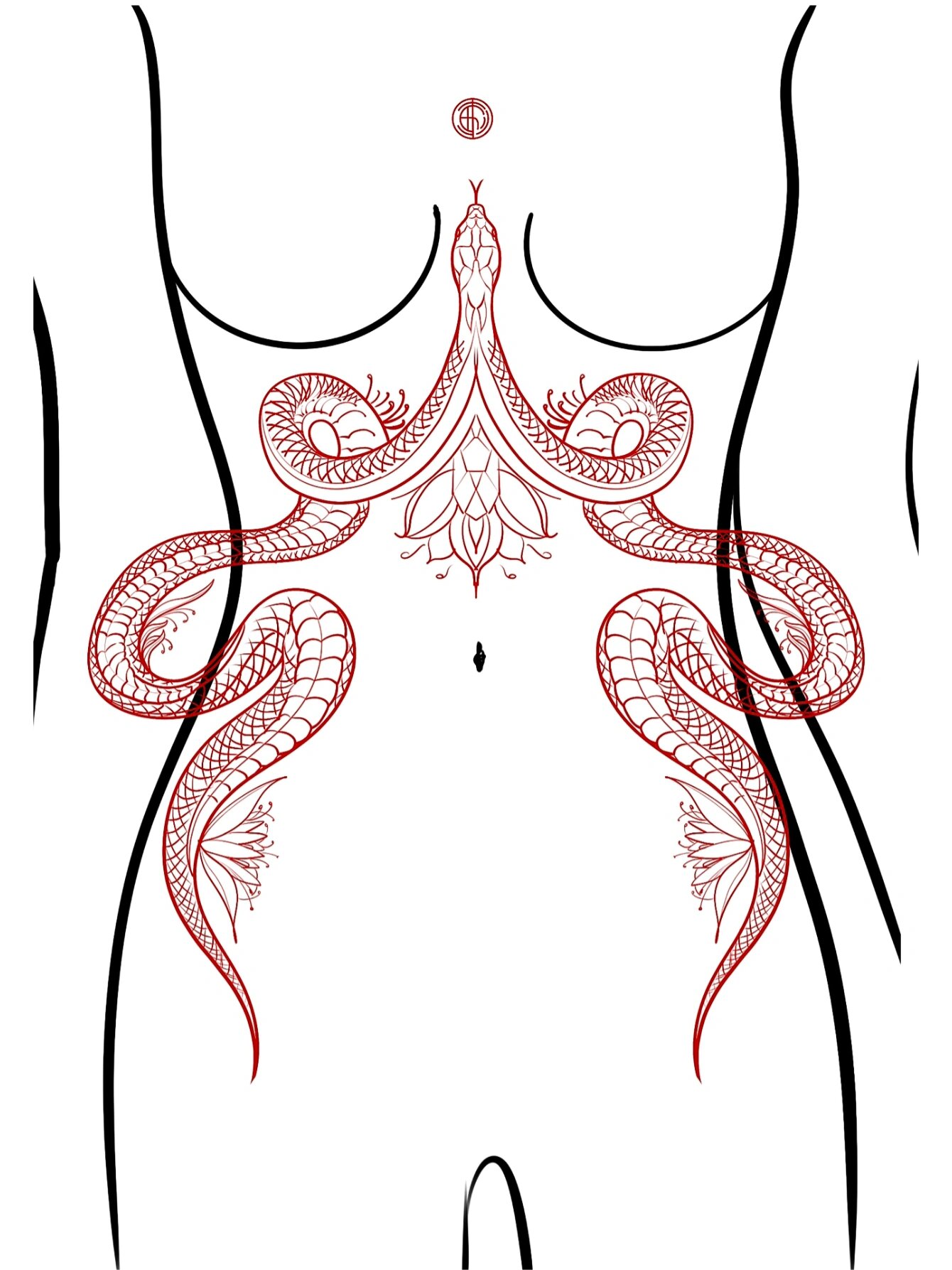 今天是暗黑风格蛇纹身手稿