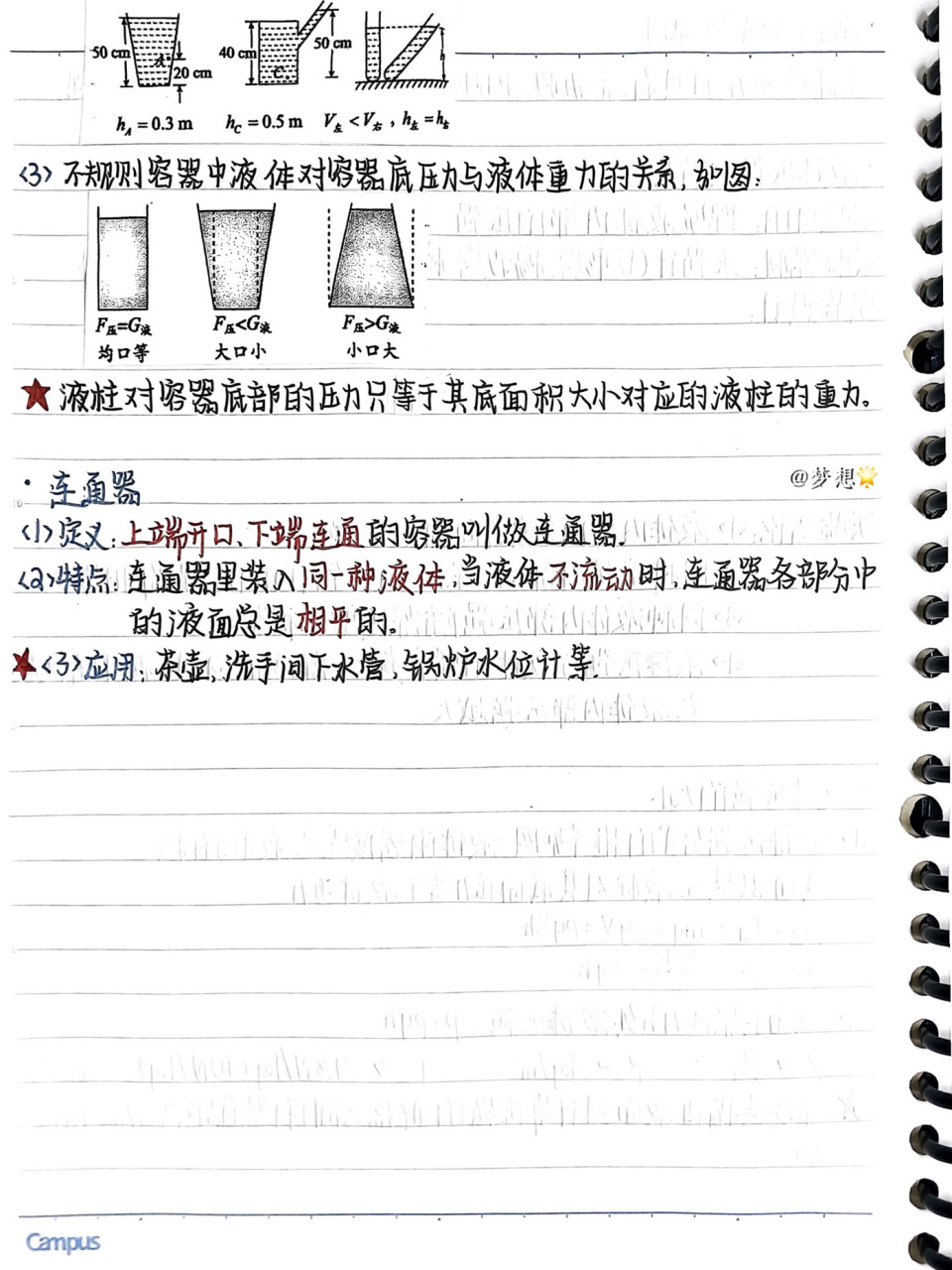 八下物理7715|液体的压强笔记94 "永远二十赶朝暮,永远是少年"