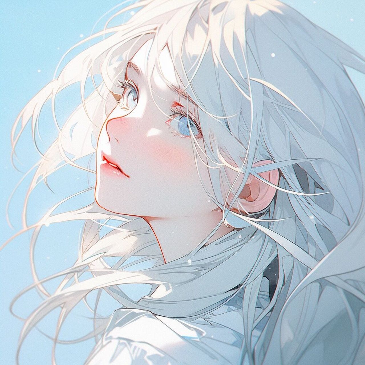 女生头像|白色头发的少女 这一双眼睛似乎是娇嫩的矢车菊的蓝色,眼神