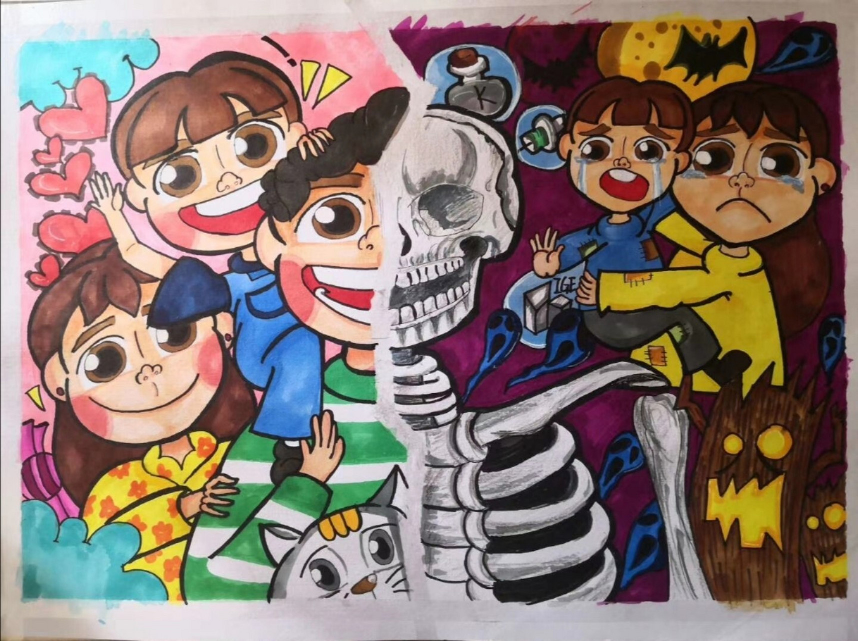 禁毒绘画 98马克笔绘画 色号是自由发挥的