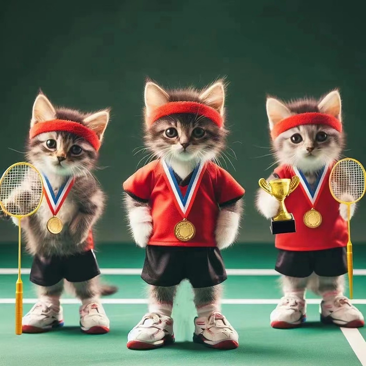 实在是太它喵的可爱了 再来一组[喵喵] 小猫咪打羽毛球9615