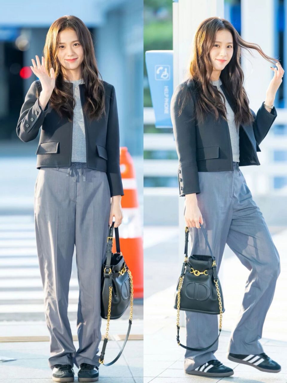 jisoo最新机场路透|高级日常通勤穿搭 #通勤穿搭# #职场通勤穿搭