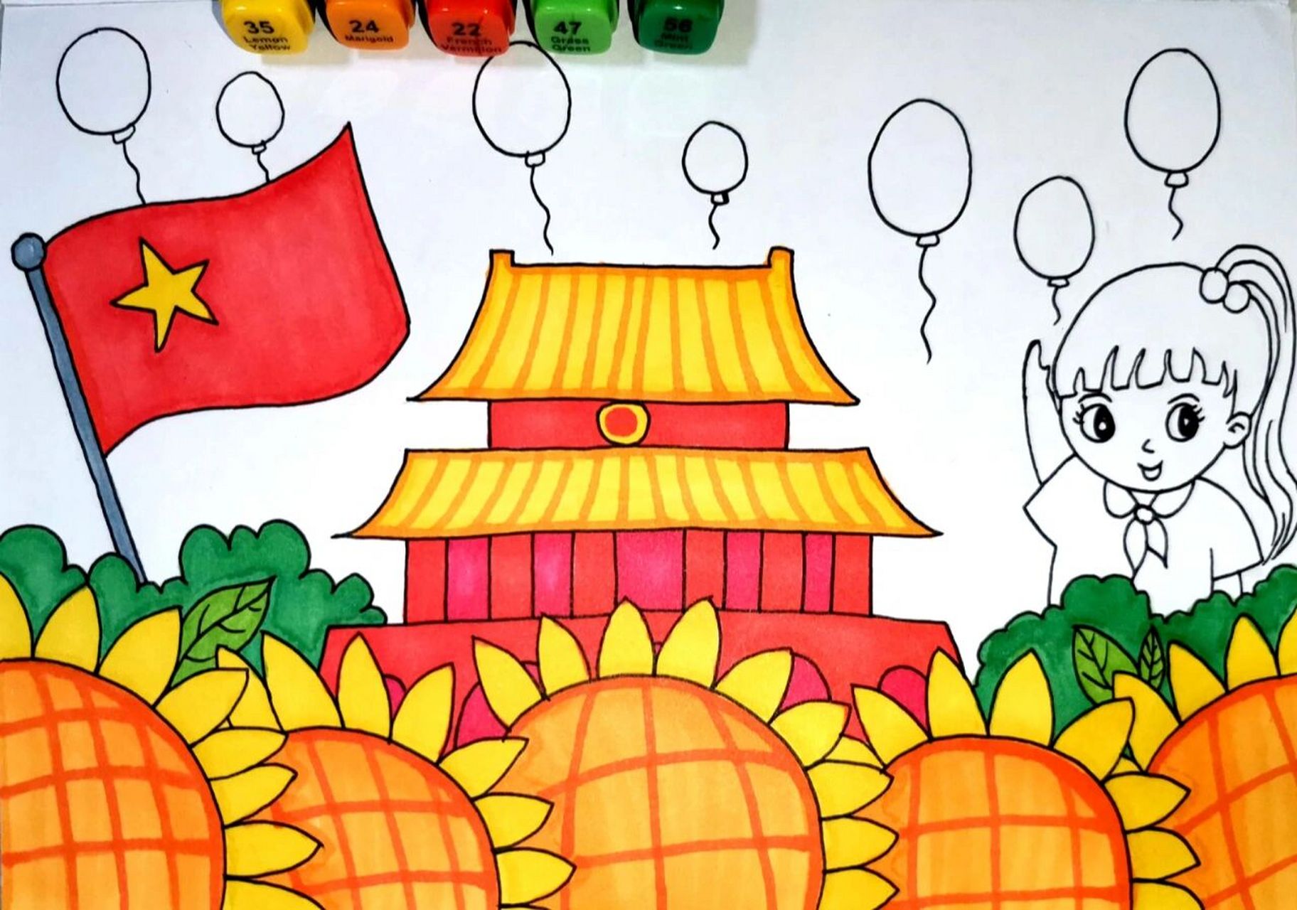 我爱我的祖国 国庆节快乐创意儿童画 简笔画 好久没更新了,终于有时间