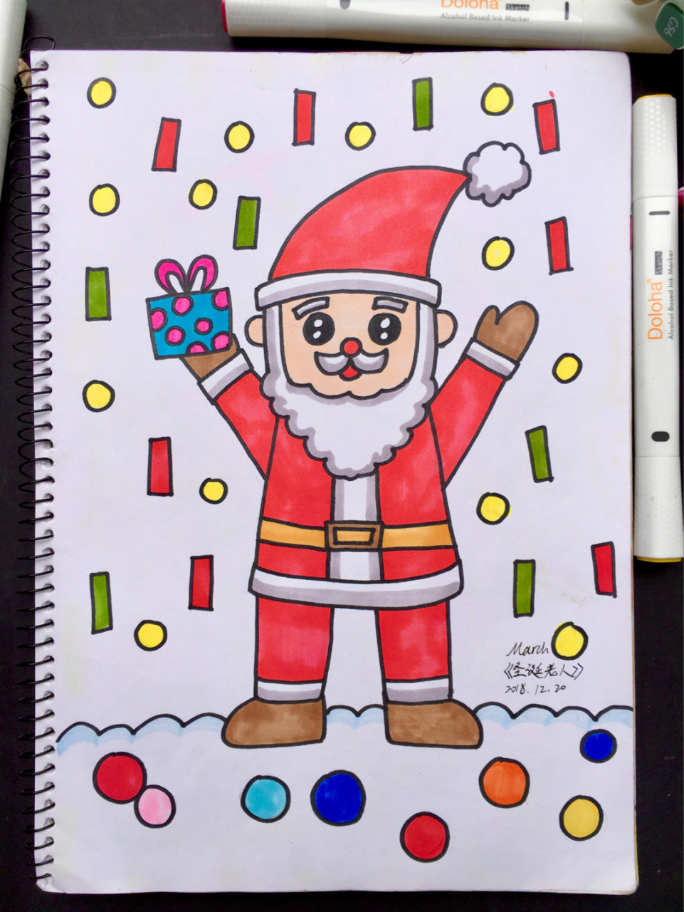 圣诞老人的简笔画彩色图片