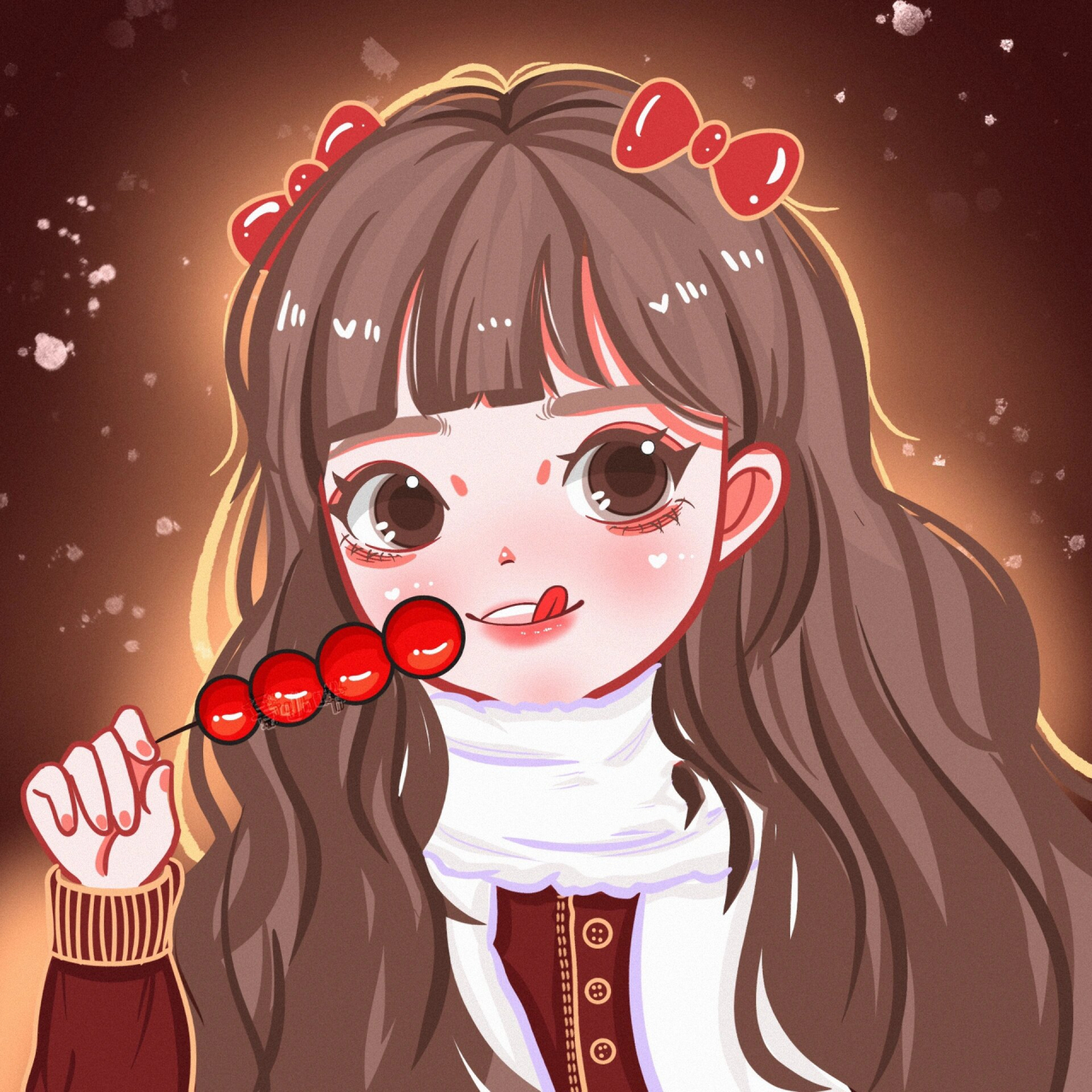 可爱头像|吃糖葫芦喽～ 太喜欢这张啦,满满的冬天氛围感,立马画起来啦