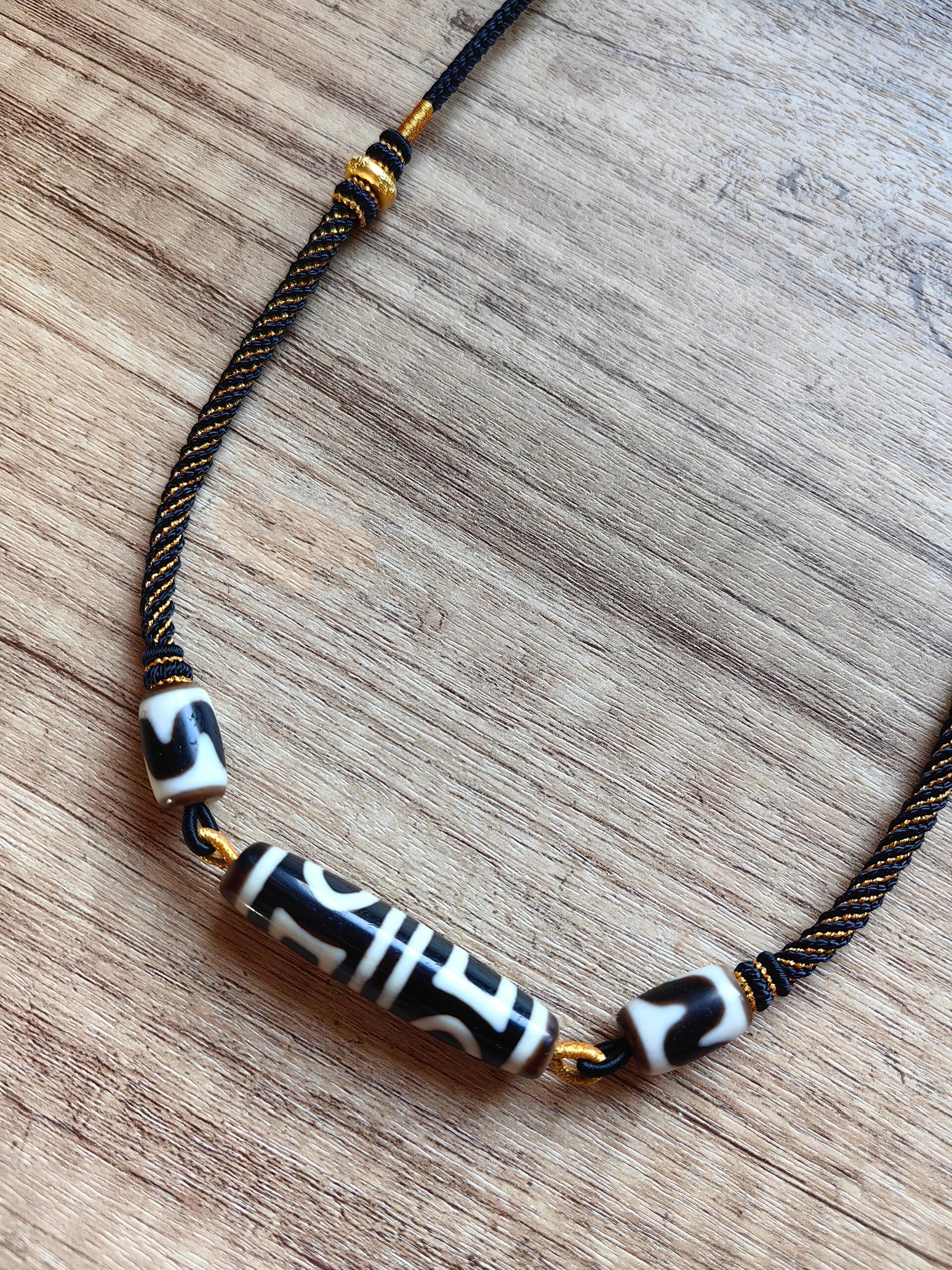 手工编绳男士天珠挂绳项链绳       顾客邮寄天珠和金饰