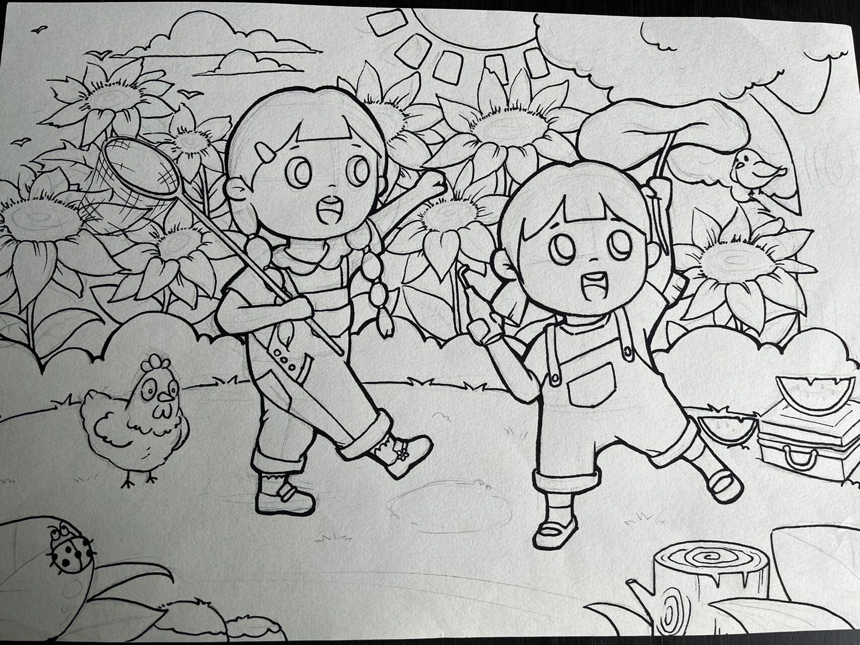 原创儿童情景画之 童趣 主题应用:去郊游,童年记忆,我的朋友,夏日出行