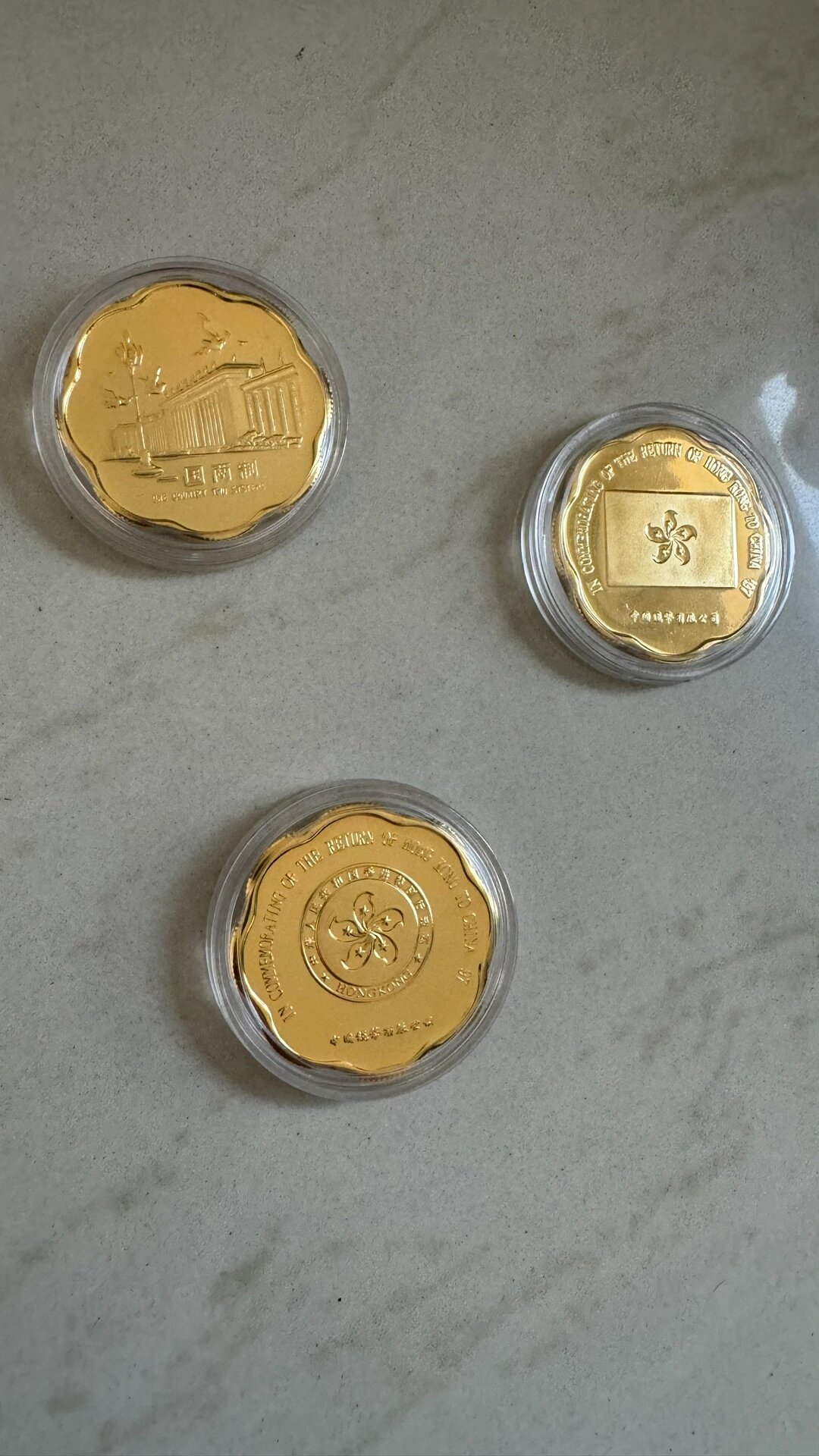 97香港回归祖国纪念章,24k镀金
