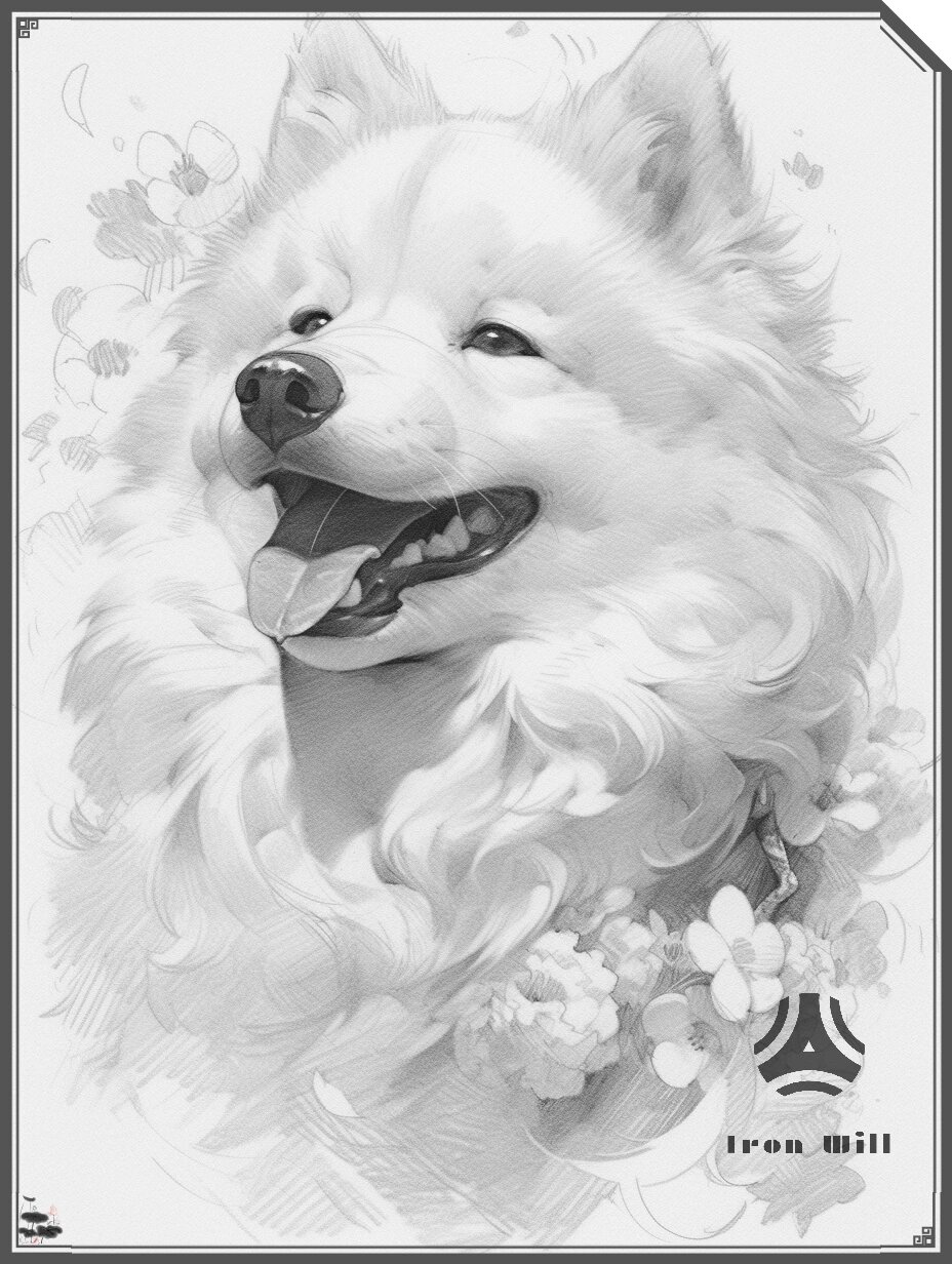 【niji动物×素描风格】微笑天使萨摩耶