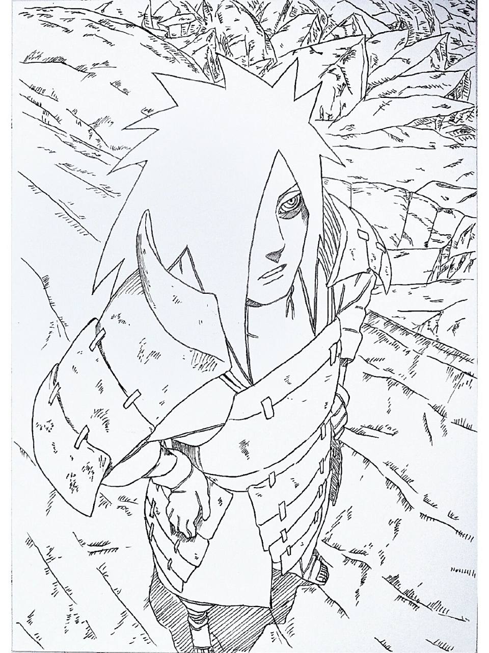 手绘 火影忍者 宇智波斑 勾线勾好了 一会上色 原图放在最后了