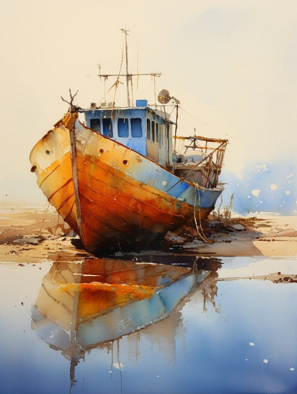水彩|渔船