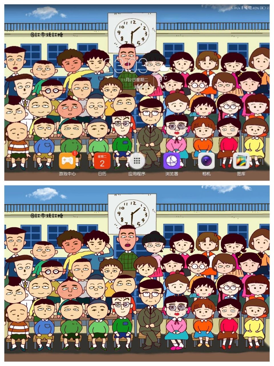平板壁纸|樱桃小丸子的毕业照画好啦 画了一天
