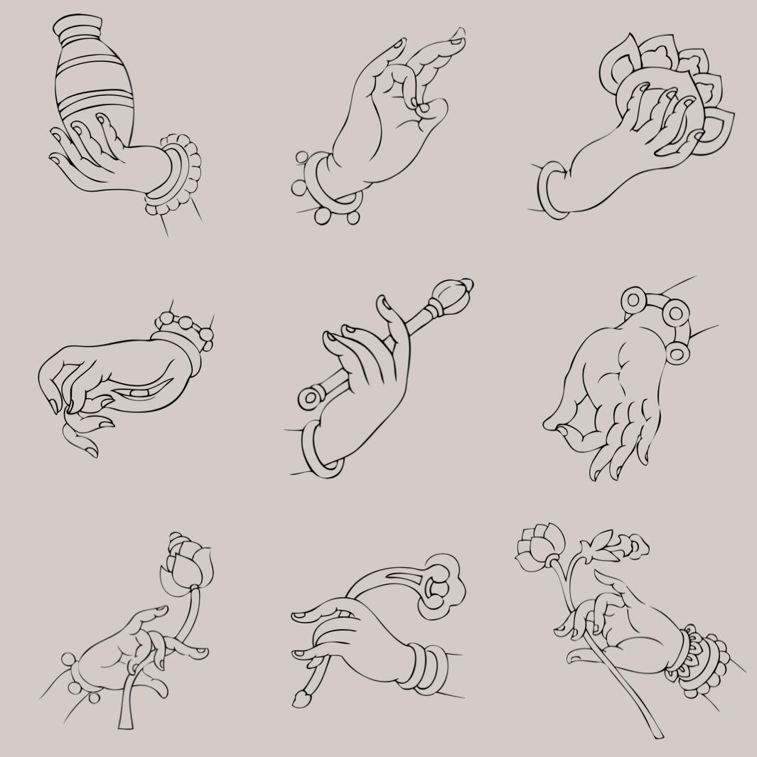 线描佛手·白描底稿·学习资料·国画参考素材