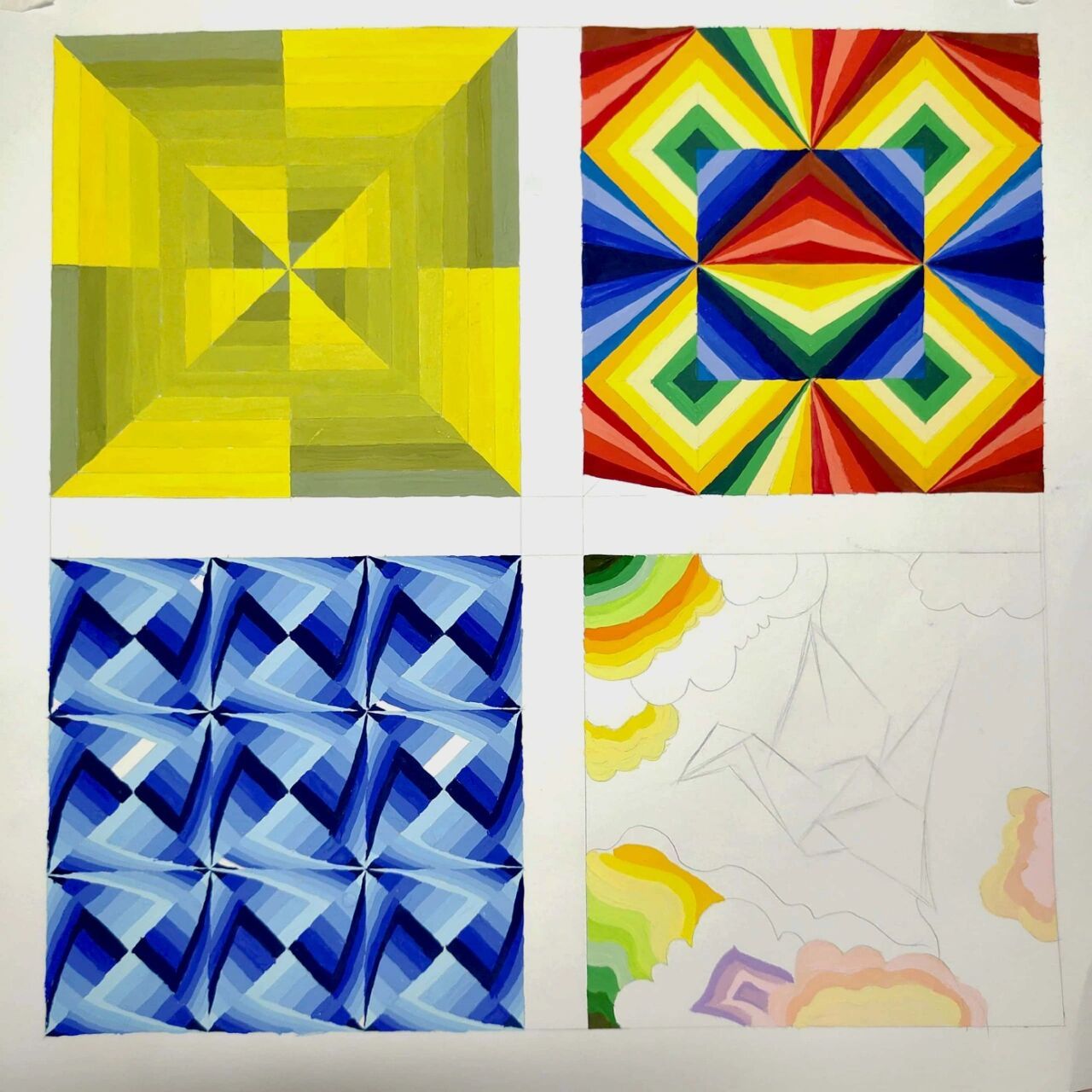 视传|色彩构成作业 图①属性同一调和|色相 明度 纯度 无彩色系| 图②