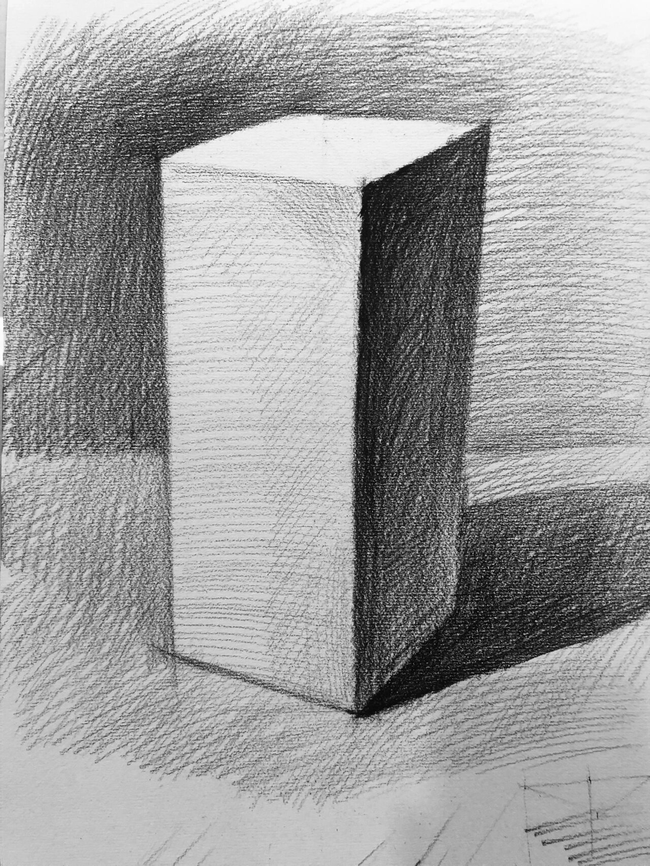 素描几何体——长方体完整明暗调子