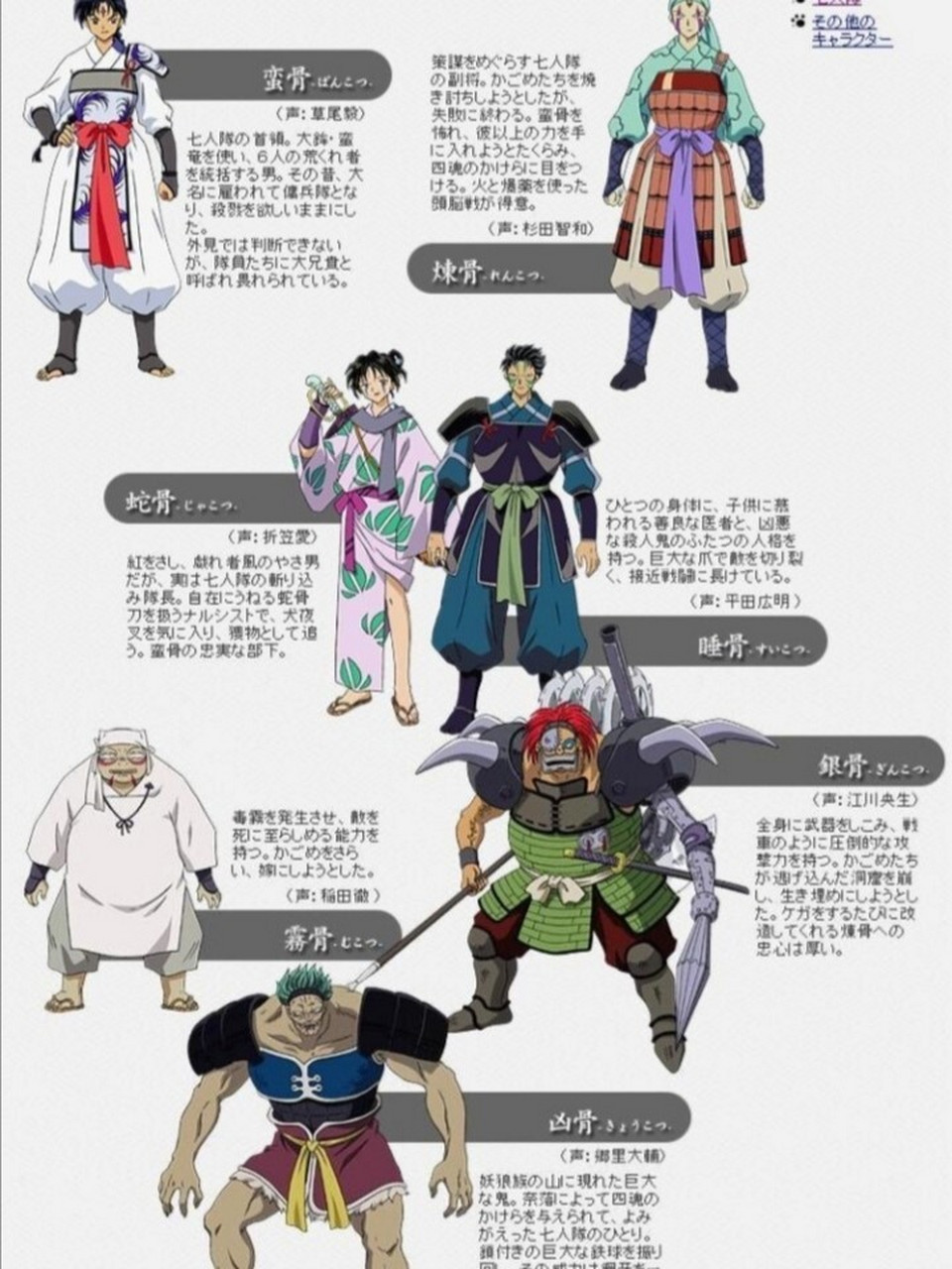 《犬夜叉》 七大帮  简介及人物图 有你们喜欢的人物吗?