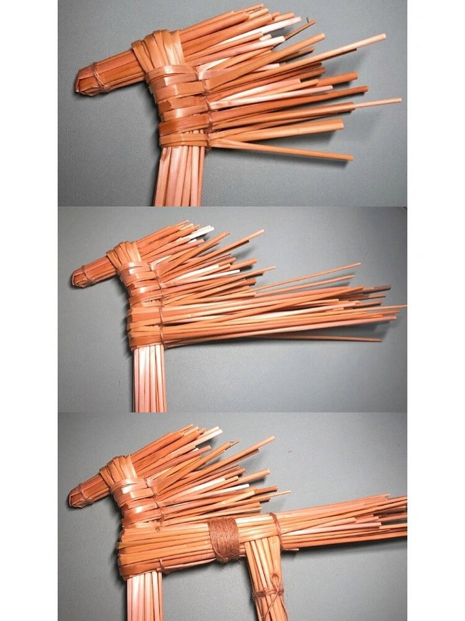 别人不要的小麦秆,我用来做了两匹马 几根小麦秆 一段麻绳 两小时的