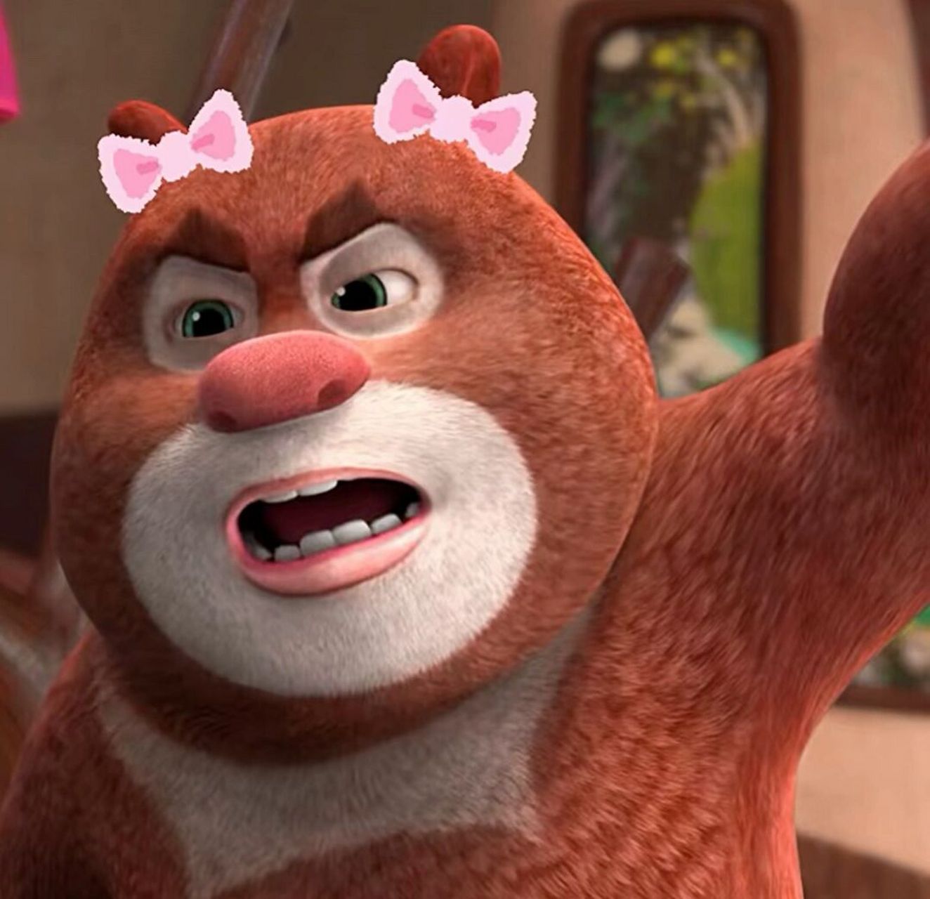 熊出没啦~ 熊二在等团子,熊大在等翠花,光头强在等嘟嘟,吉吉在等毛毛