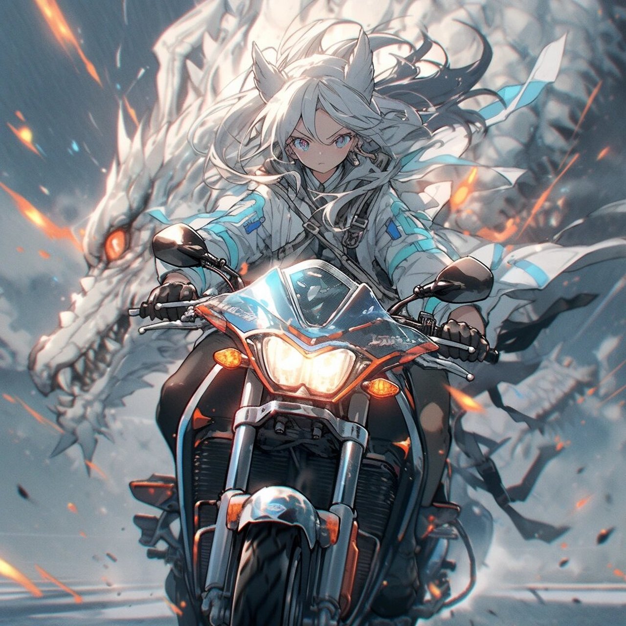 骑士与巨龙动漫 机车与巨龙