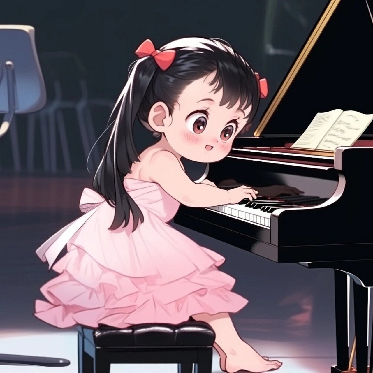 弹钢琴的气质女生头像图片