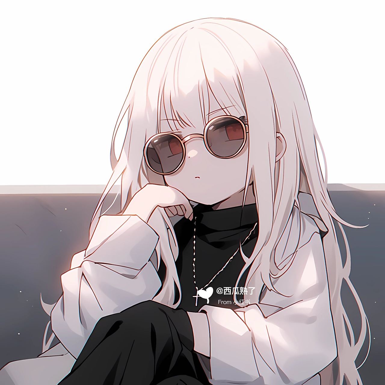 酷酷头像‖墨镜一戴,谁都不爱 #ai绘画# #女生头像# #头像# #动漫女头