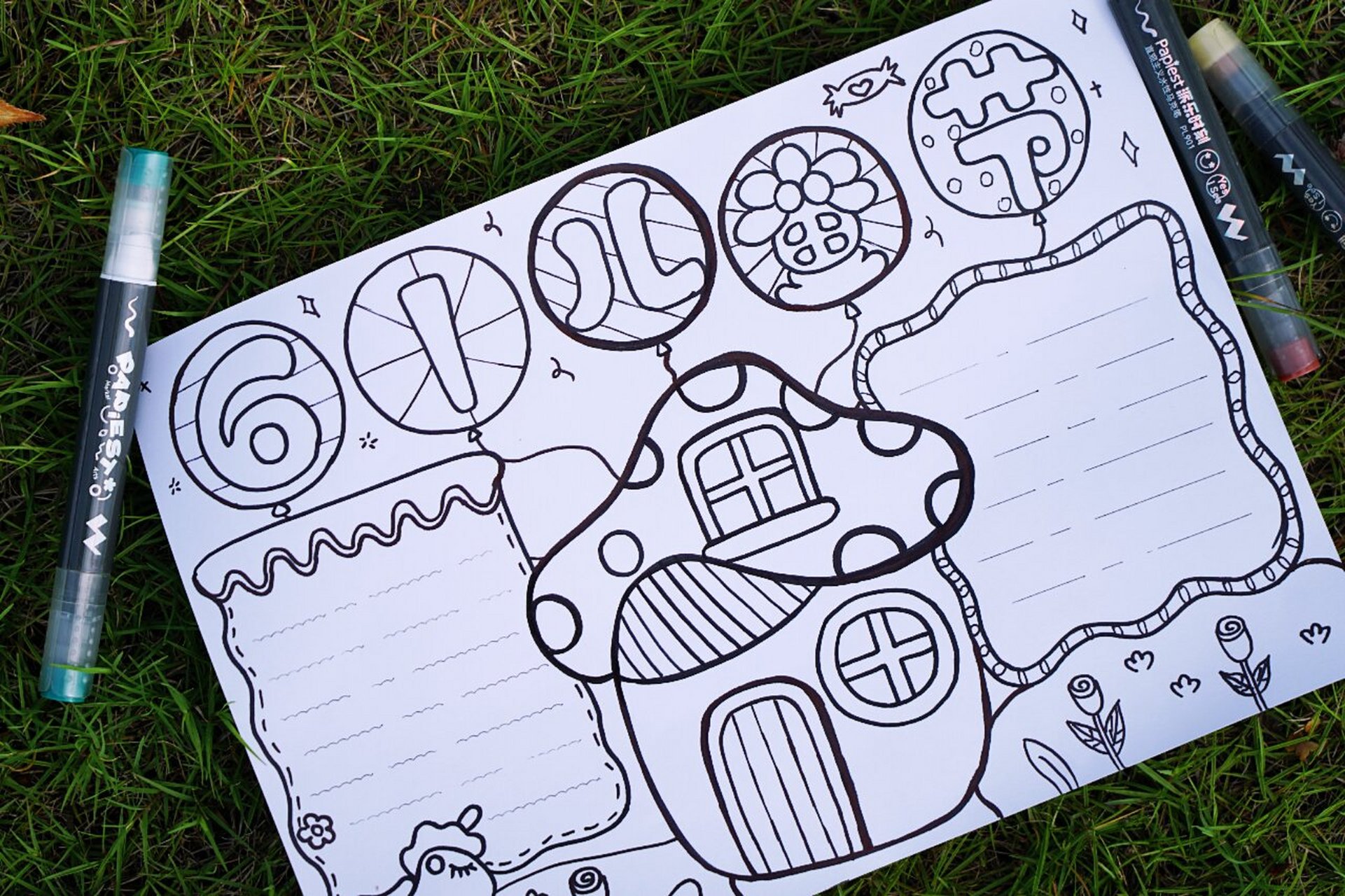 可直接打印上色05儿童节手抄报模板来啦 小伙伴们可以打印直接用的