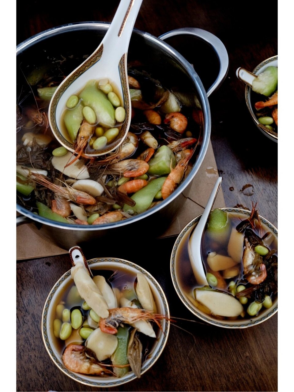 消暑|干菜河虾汤 菜蒲头和抱籽河虾同煮 淡淡咸鲜味 40度高温的消暑汤