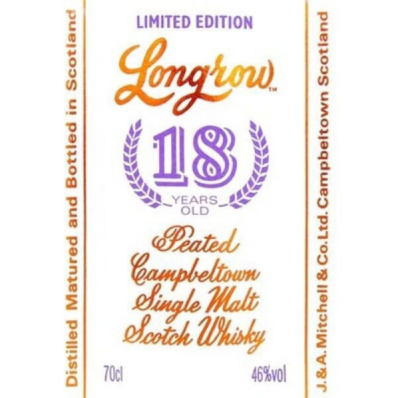 云顶旗下朗格罗18年单一麦芽威士忌 longrow 18 year old campbeltown