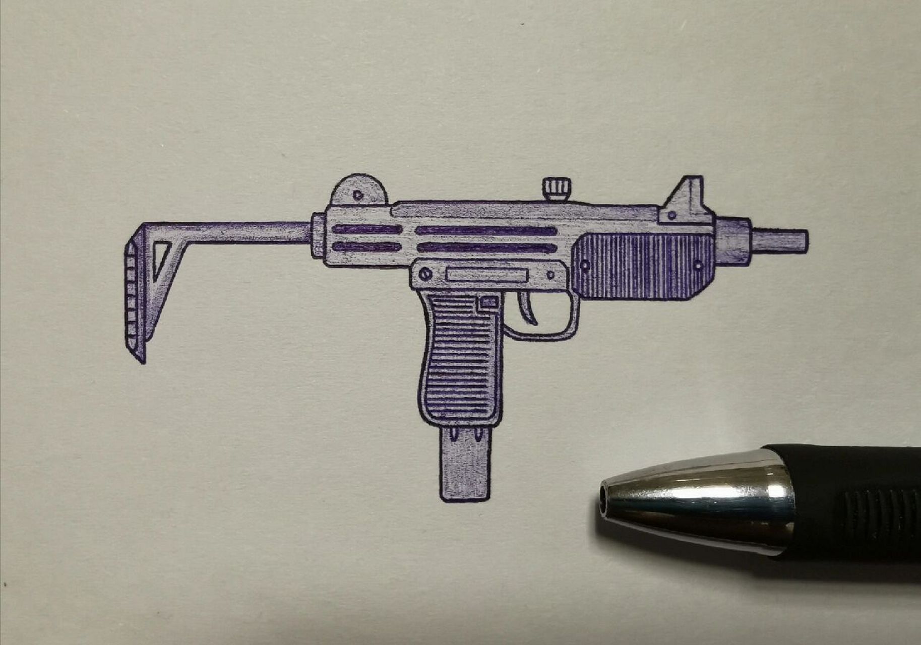 圆珠笔枪械第三弹～ 图一uzi  图2.3.4系列步骤图