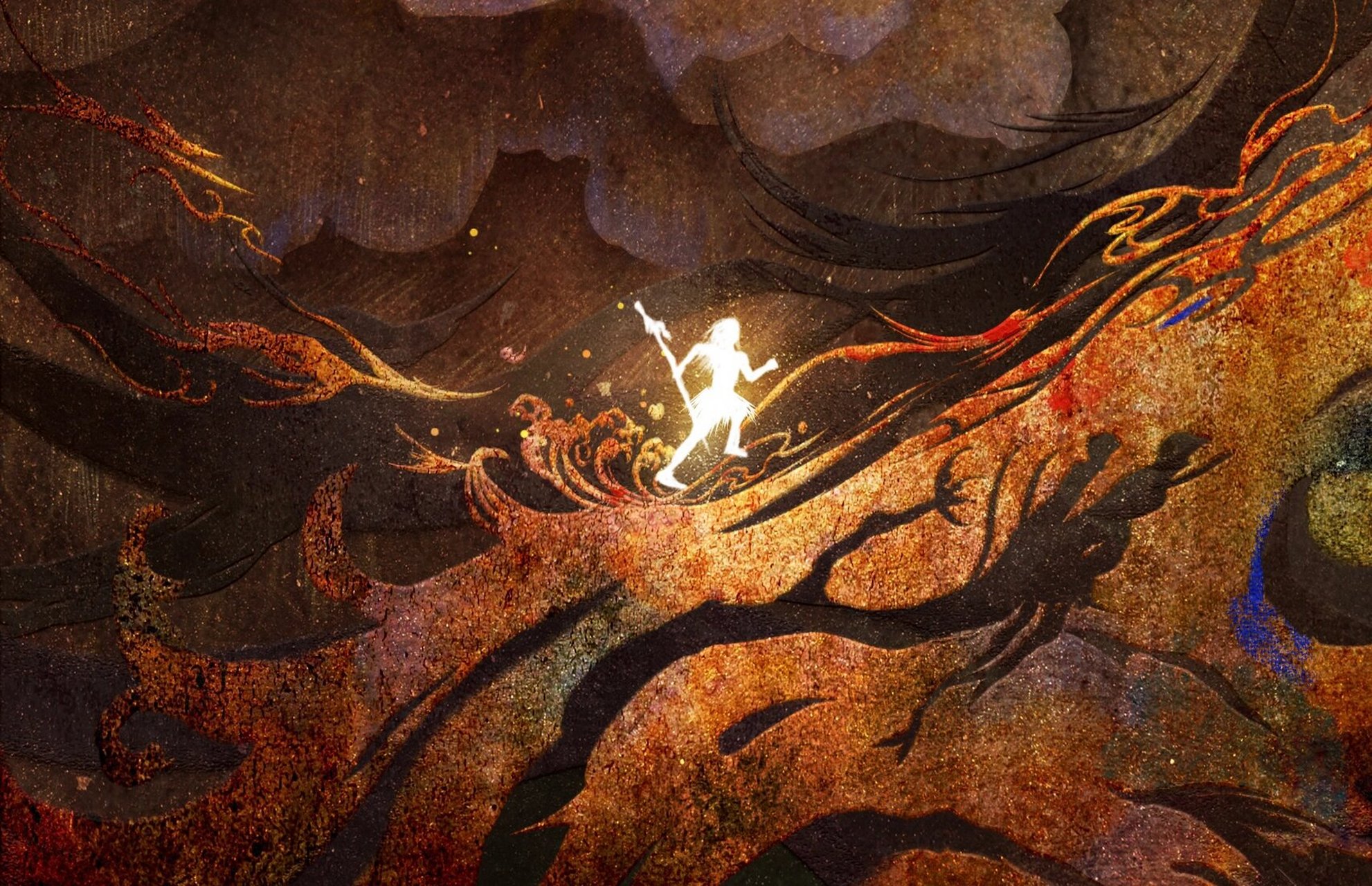 创世神话系列插画——夸父逐日 君不见夸父逐日窥虞渊,跳踉北海超昆仑