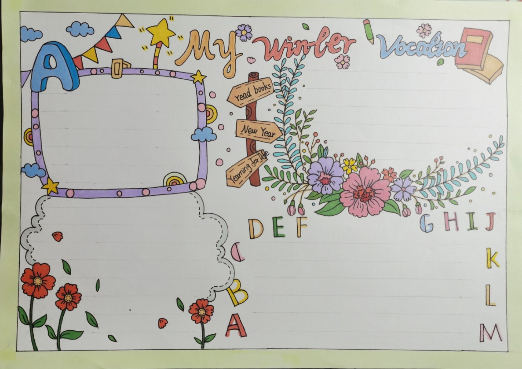 英语小报 手抄报模板 英语手抄报 寒假主题 宝贝们路过点个赞呀