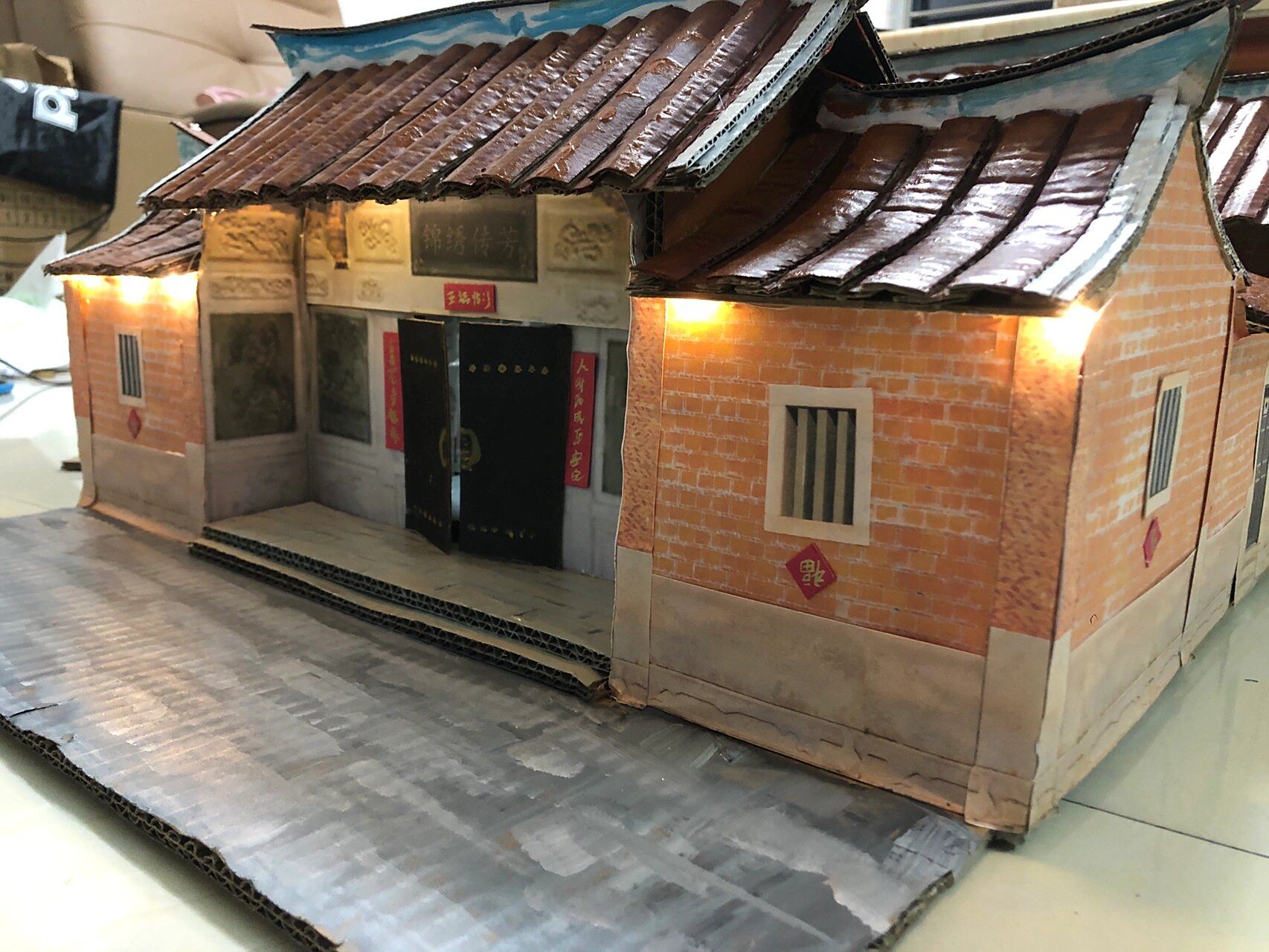 闽南古厝,手工建筑模型 做个了大班幼儿园作业.娃爸的杰作