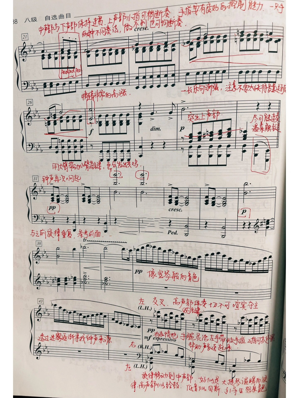 钢琴93老师今日备课圣桑《晚钟》 降e大调夜曲作品85,整首作品富有