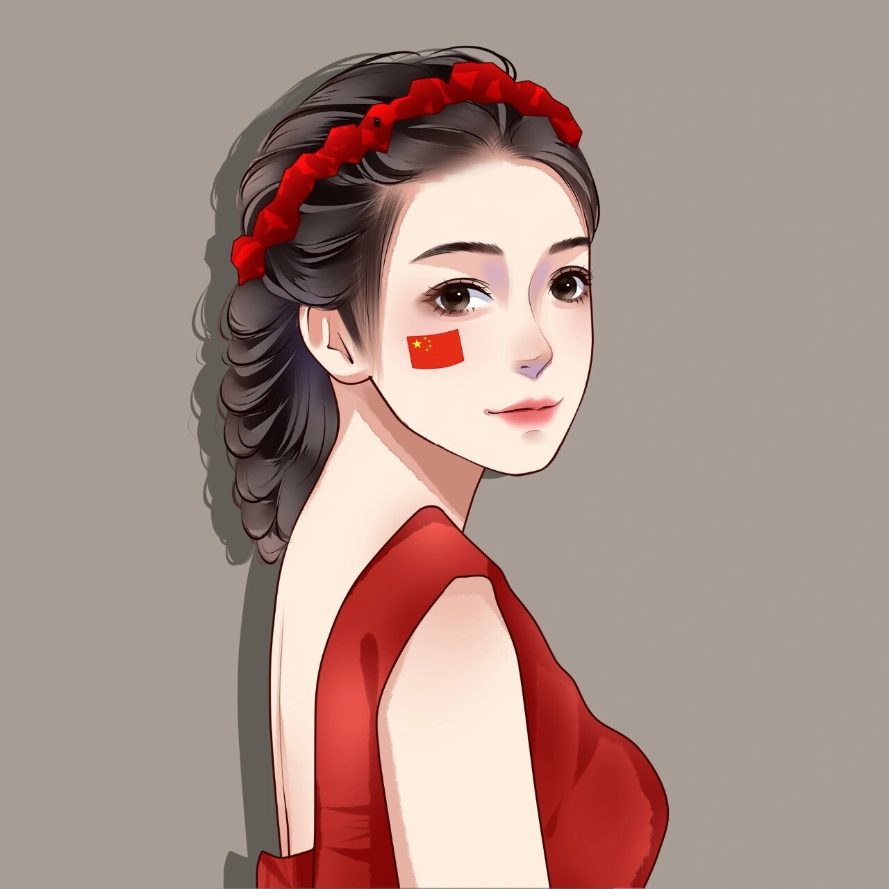 手绘头像女生头像中国红9899 女生头像 男生头像 情侣头像男头 女