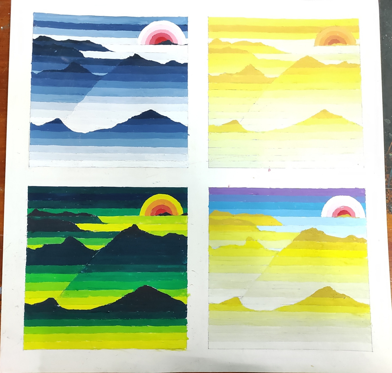 色彩推移(明度,纯度,色相,综合推移). 2.